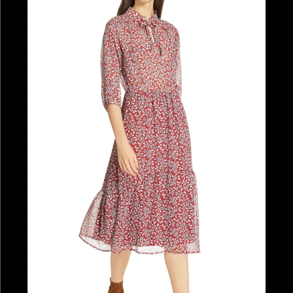 ba&sh Red and White Floral Dress